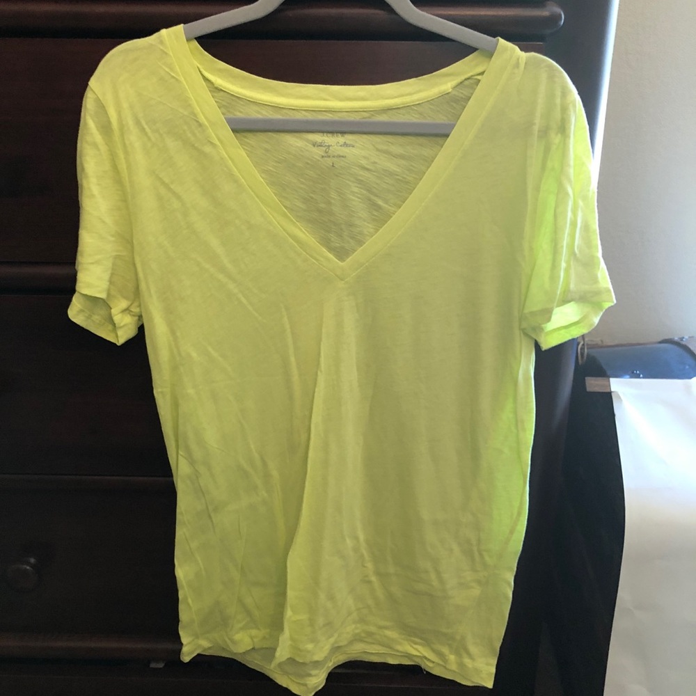 bright yellow v-neck jcrew t-shirt